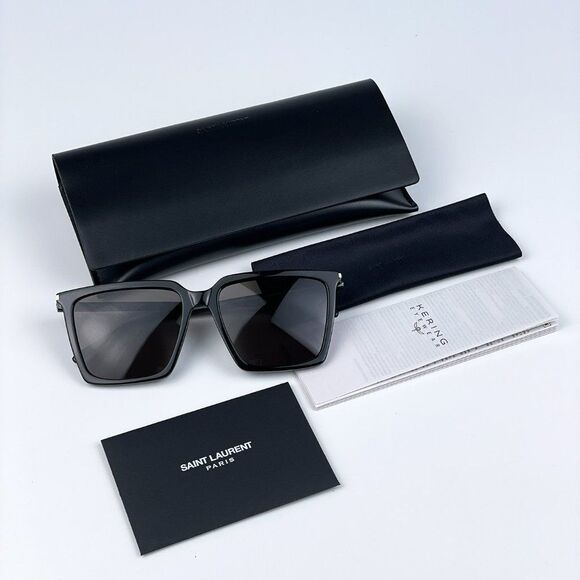 NEW Saint Laurent SL474 001 Black Square Unisex Sunglasses - Picture 13 of 13